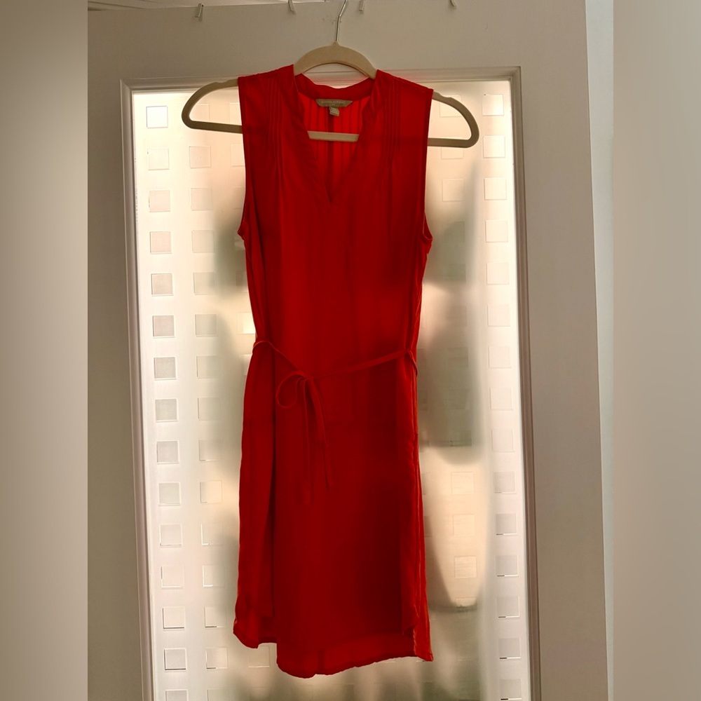 Sleeveless Orange Tie-Waist Dress